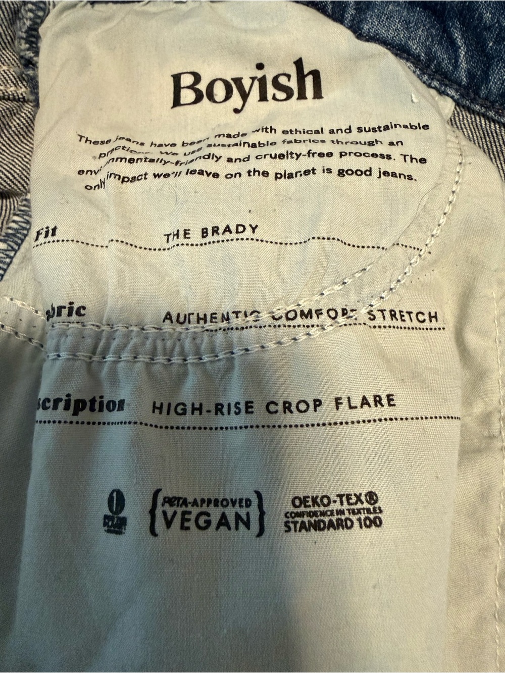 Boyish The Brady High Rise Crop Flare Jeans Women’s Size 30 Medium Wash 26.5 - Picture 6 of 9